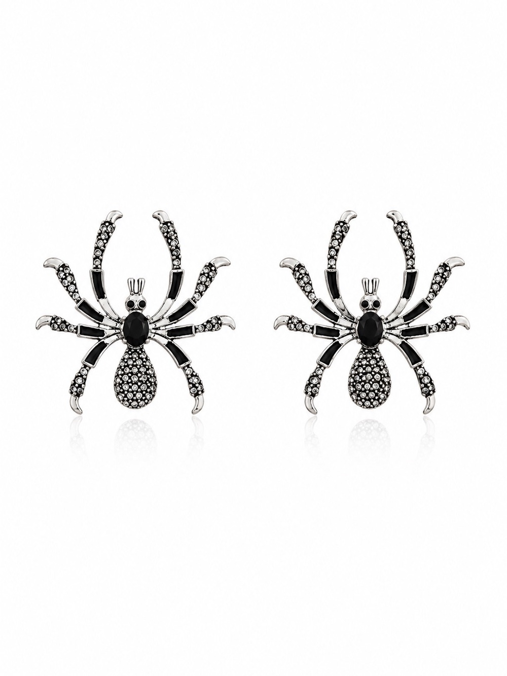 Black Crystal Spider Stud Earrings
